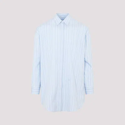 Shop Off-white Light Blue Stripe Poplin Round Zip Shirt