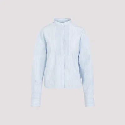 Shop Jil Sander Light Blue Thursday Cropped Boxy Cotton Shirt