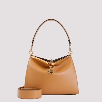 Shop Etro Light Brown Vela M Calf Leather Bag