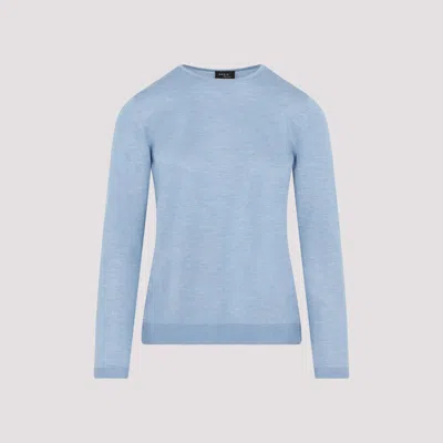 Shop Akris Light Denim Cashmere And Silk Sweater In Blue