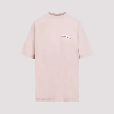 Shop Balenciaga Light Pink Logo Cotton T-shirt In Pink & Purple