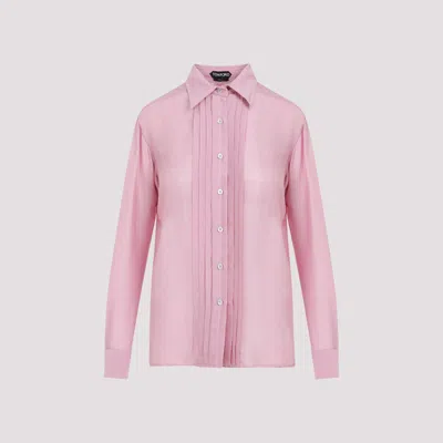 Tom Ford Fluid Semi-transparent Blouse In Pink & Purple