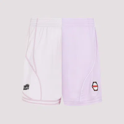 Shop Martine Rose Lilac Half & Half Polyester Football Shorts In Pink & Purple