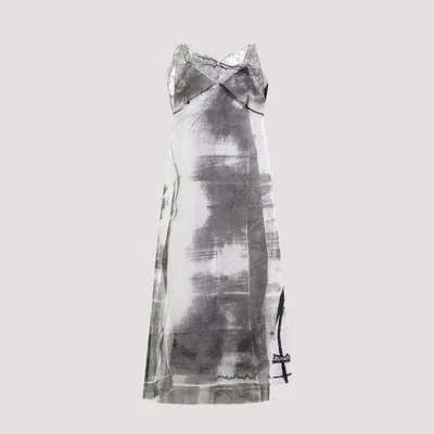 Shop Maison Margiela Lilac Silk Midi Dress In Grey