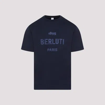 Shop Berluti Marine Blue Cotton T-shirt