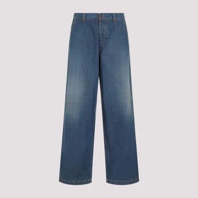 Shop Maison Margiela Mid Blue 5 Pockets Cotton Jeans