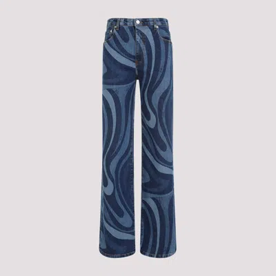 Shop Pucci Mid Blue Cotton Jeans