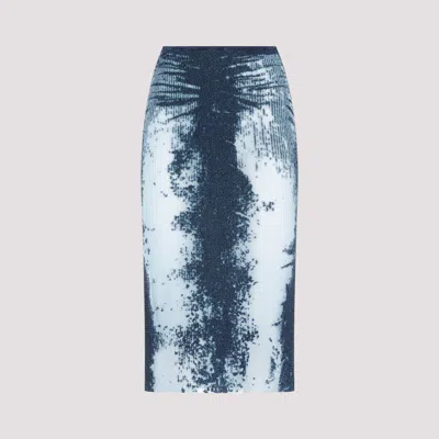 Shop Diesel Midi Skirt In Devoré Metallic Knit In Blue