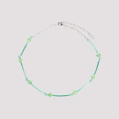 Shop Hugo Kreit Mint Spark Chain Brass Necklace In Green