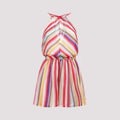 Shop Missoni Multi Red Stripe Viscose Short Jumpsuit In Multicolour