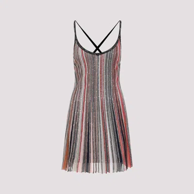 Shop Missoni Multicolor Black Rust Viscose Short Dress In Multicolour