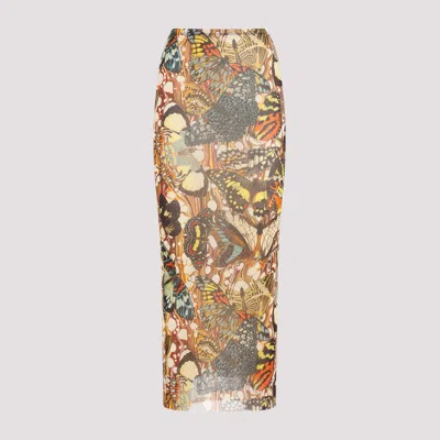 Shop Jean Paul Gaultier Multicolor Butterfly Print Mesh Skirt In Multicolour