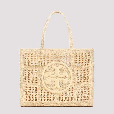 Shop Tory Burch Natural Brown Straw Paper Ella Hand Crocheted Tote In Nude & Neutrals
