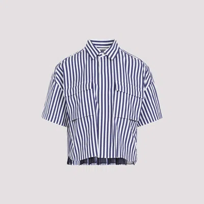 Shop Sacai Navy Blue Cotton Thomas Mason Shirt