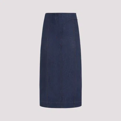 Shop Jacquemus Navy Blue La Jupe De-nimes Obra Cotton Midi Skirt