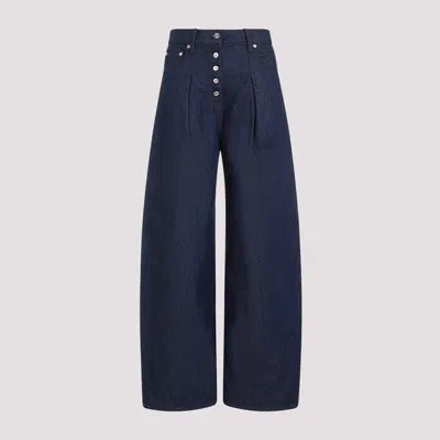 Shop Jacquemus Navy Blue Le De-nimes Ovalo Cotton Jeans
