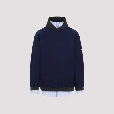 Shop Balenciaga Navy Cotton Hoodie In Blue