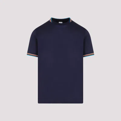 Shop Paul Smith Navy Righe Cotton T-shirt In Blue