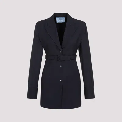 Shop Prada Navy Wool Jacket In Blue