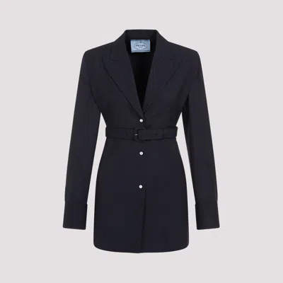 Prada Einreihige Jacke Aus Leichtem Mohair In Blue