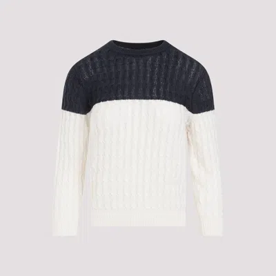 Shop Theory Nocturne Navy Blue Linen Color Block Sweater