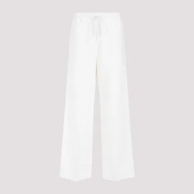 Shop Totême Off White Fluid Drawstring Lyocell Trousers