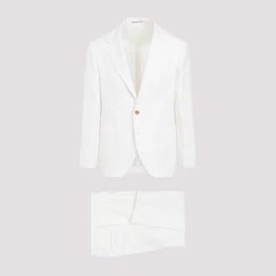 Shop Brunello Cucinelli Off White Linen Suit