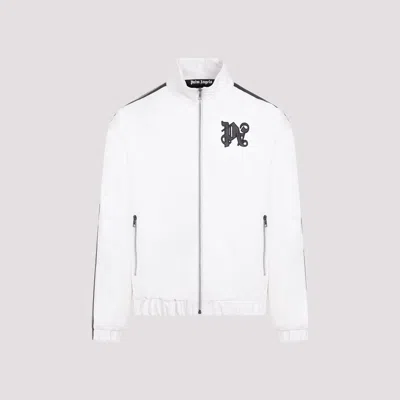 Shop Palm Angels Off White Monogram Leather Jacket