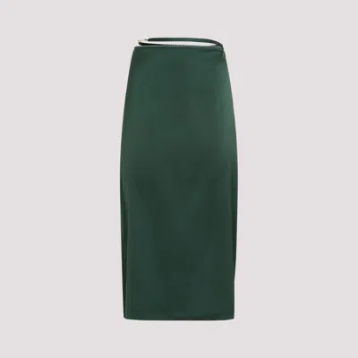 Shop Jacquemus Off-white La Jupe Notte Skirt In Green