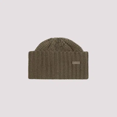 Shop Saint Laurent Olive Green Cashmere Hat