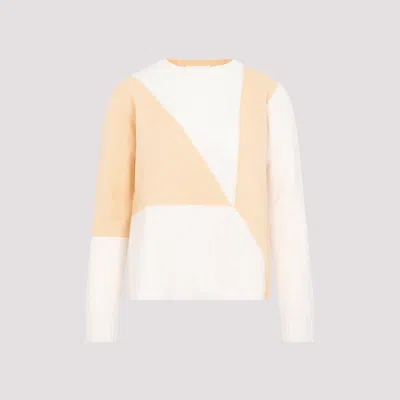Jil Sander Open Orange Long-sleeved Wool Sweater In White