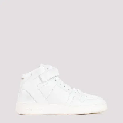 Shop Saint Laurent Optical White Leather Jefferson Sneakers