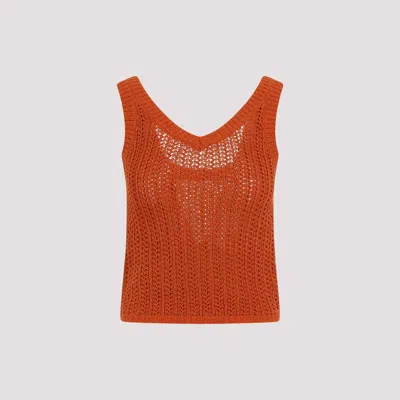 Shop Max Mara Orange Arrigo Crochet Cotton Top In Yellow & Orange