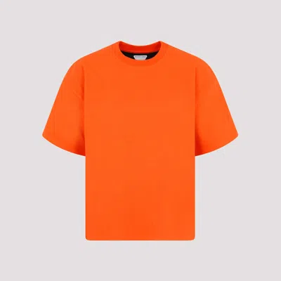 Shop Bottega Veneta Orange Petrol Jersey T-shirt. In Yellow & Orange