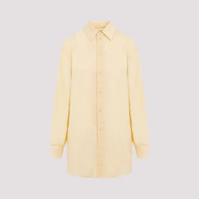 Shop Lemaire Pale Orange Light Straight Collar Cotton Shirt In Nude & Neutrals