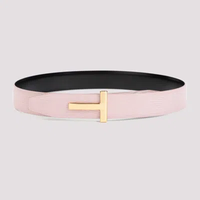 Shop Tom Ford Pastel Pink Calf Leather Belt In Pink & Purple