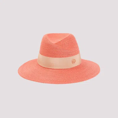 Shop Maison Michel Peach Virginie Hemp Hat In Yellow & Orange