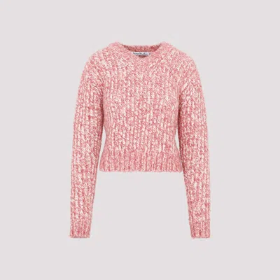 Shop Acne Studios Pink And White Wool V Neck Sweater In Pink & Purple