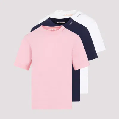 Shop Marni Pink Blue And White Cotton T-shirt In Multicolour