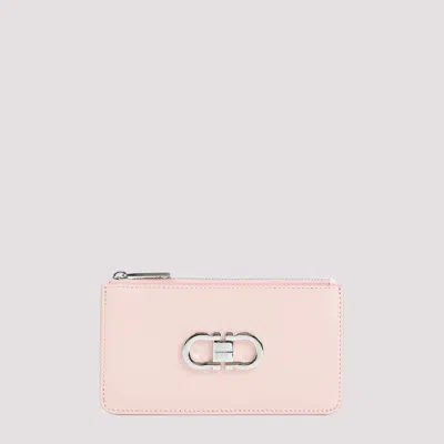 Shop Ferragamo Pink Calf Leather Card Case In Pink & Purple