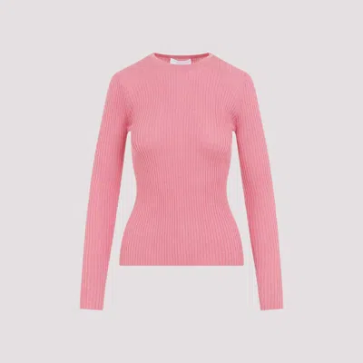 Shop Gabriela Hearst Pink Browing Knit Cashmere Pullover In Pink & Purple