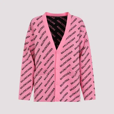 Shop Balenciaga Pink Cotton All-over Cardigan In Pink & Purple