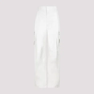Shop Bottega Veneta Popcorn White Leather Calf Pants In Nude & Neutrals