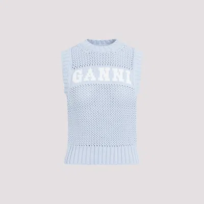 Shop Ganni Powder Blue Rope Cotton Vest