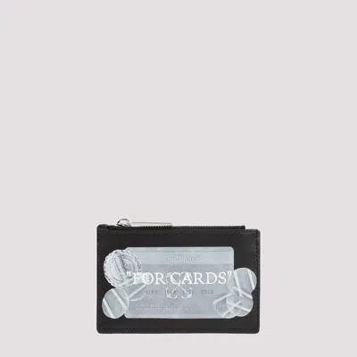 Shop Off-white Quote Bookish Zip-up Cardholder In Black