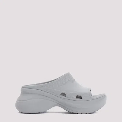 Shop Balenciaga Reflective Grey Rubber Pool Crocs Slide Slippers