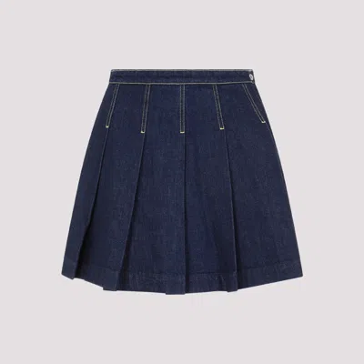 Shop Kenzo Rinse Blue Cotton Mini Skirt