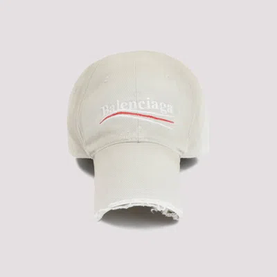 Shop Balenciaga Shell White Political Campaign Cotton Hat In Nude & Neutrals