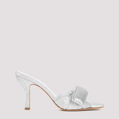 Shop Gia Borghini Silver Glitter Alodie Sandals In Metallic