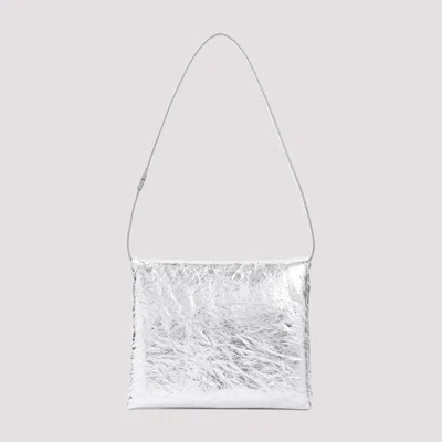 Shop Marni Silver Prisma Ovine Leather Mini Pochette In Metallic